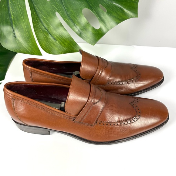 Johnston & Murphy Made in Italy brown leather dress shoes Sz 10.5M 24-0730 - Picture 10 of 14